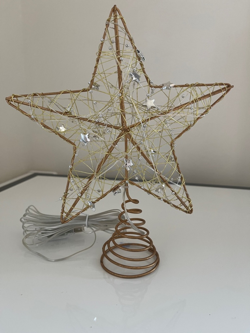 Gold Star Tree Topper with Silver Accents - Home Holiday